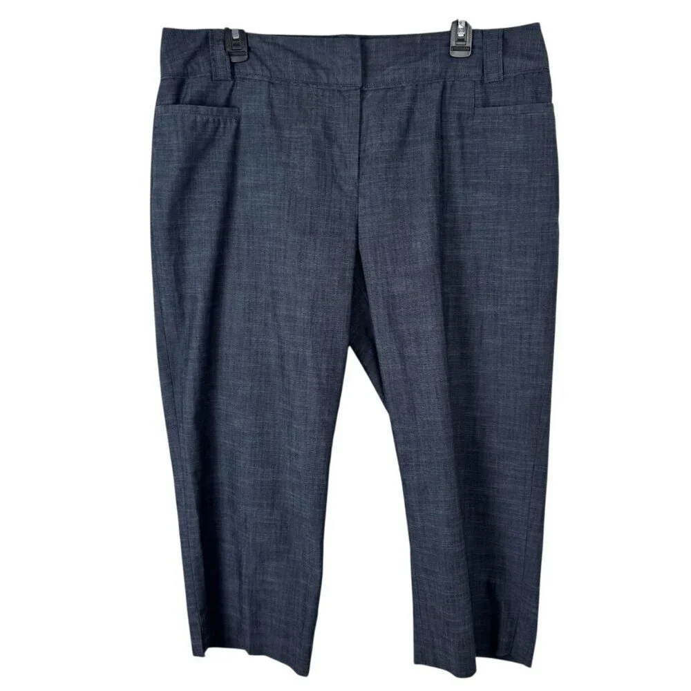 Apt. 9 Maxwell Chambray Blue Cropped Dress Slacks Pants Women's Size 16 EUC